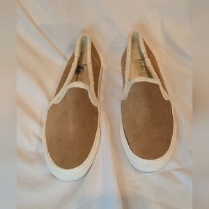 Keds Tan Suede Leather Faux Fur Slip On Comfort Shoe Size 9.5